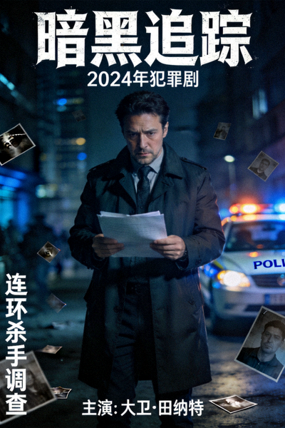 2024年犯罪剧《暗黑追踪》海报 - 连环杀手调查，主演大卫·田纳特